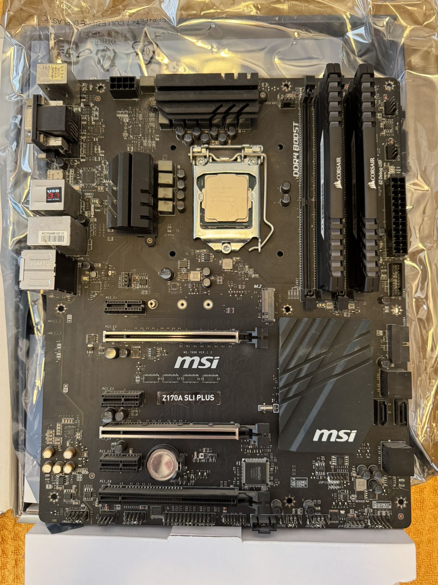 Intel i7-7700k, MSI Motherboard, 16GB Corsair RAM