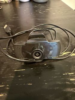 Black USB Webcam with Built-In Microphone