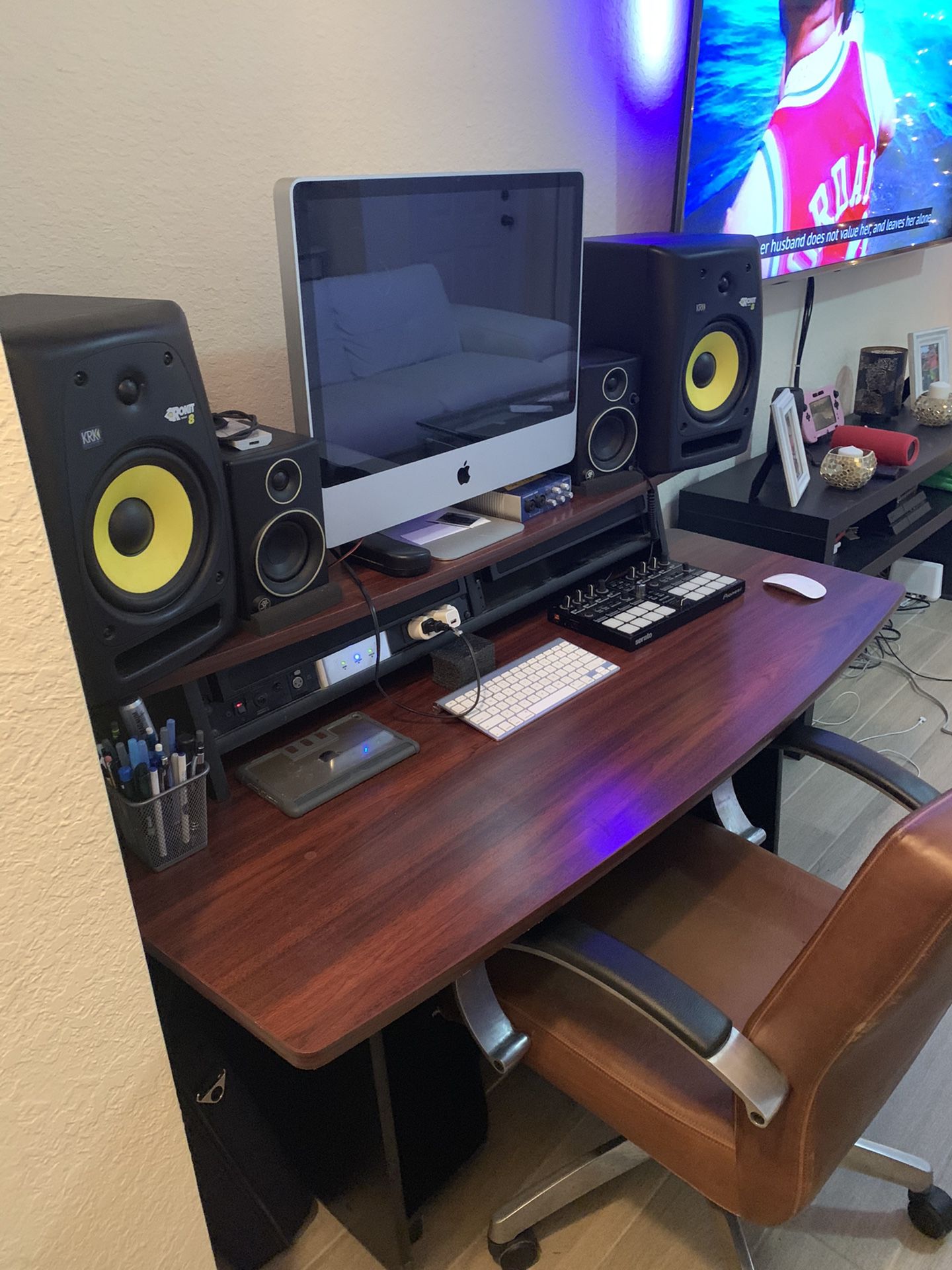 Mahogany Omnirax Presto Studio Desk