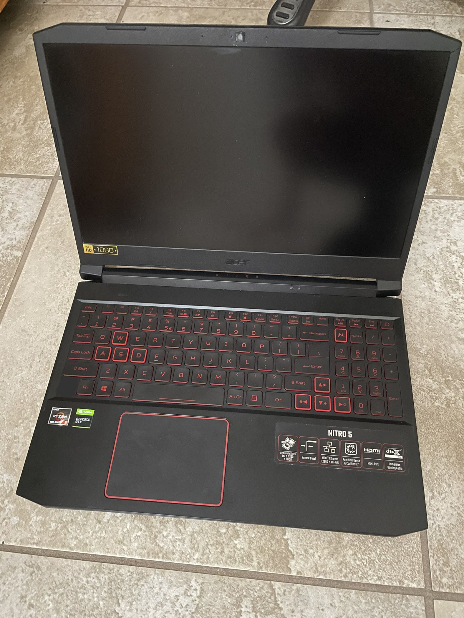 Acer Nitro 5 gaming Laptop, Ryzen 5 4600h, 16gb Ram, 256gb Ssd, Gtx 1650