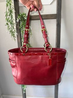 Coach Red Leather Tote Bag
