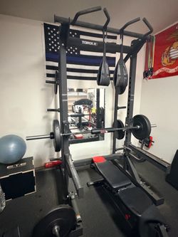 Torque Fitness Squat Rack with Bar, Bench and Weights