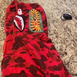 Red BAPE hoodie US Small Japanese Large 