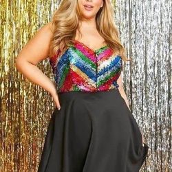 1x Black Multi Color Sequined Dress 