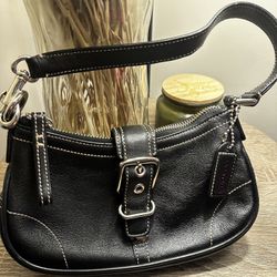 Coach F50410 Leather Mini Shoulder Bag Black – Vintage Buckle Style – Authentic