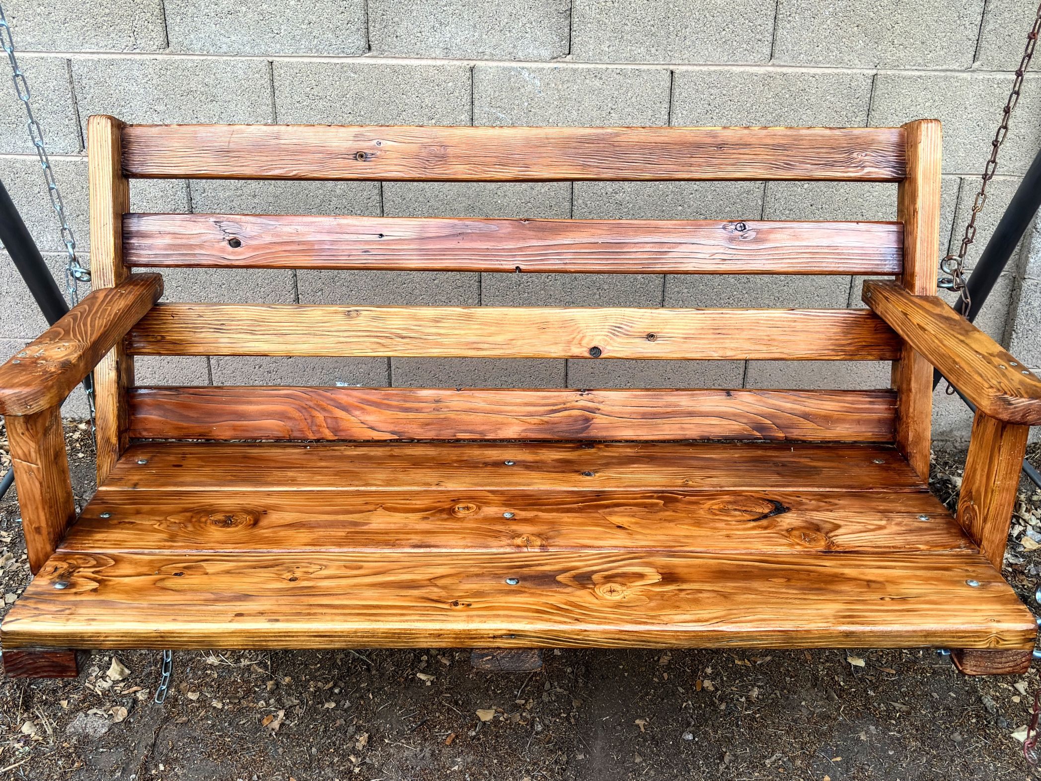Porch Patio Wood Bench Swing With Frame