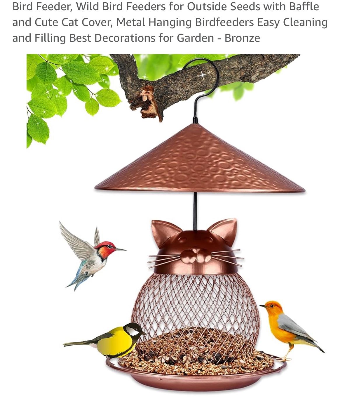Cat-shaped metal bird feeder