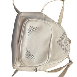 White Artificial Leather Mini Backpack