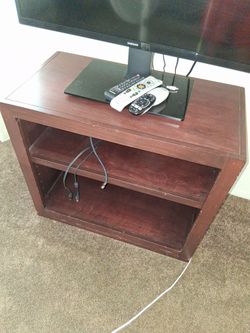 Wood TV Stand with Two Shelves
