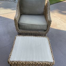 Large Wicker Chair And Ottoman