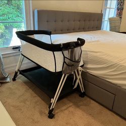 Fodoss Baby Bassinet Bedside Sleeper With Wheels And Storage