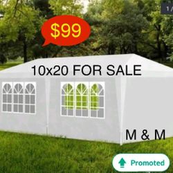 10'x20' Outdoor Canopy Party Wedding Tent White Gazebo Pavilion with 6 Side Walls, 