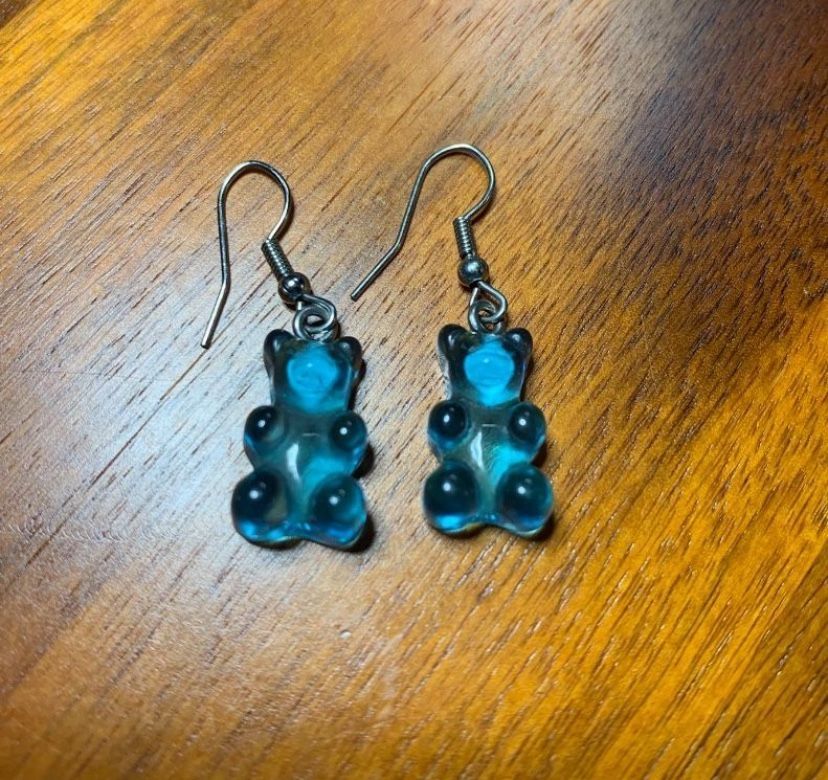 Clear Blue Gummy Bear Earrings Hook