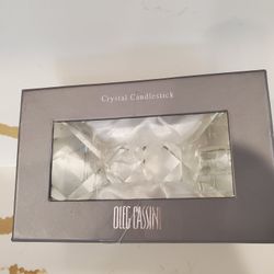 Oleg Cassini Designer Crystal Candlestick Holder Candle Twist 112741 Home Holiday Decor White 