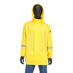 Safety Works Professional Yellow Hooded Polyester Rain Jacket