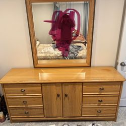 Solid Wood Dresser with Mirror 