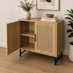 New In Box 31.5x15x33 Inches Tall Entryway Buffet Sideboard Kitchen Cabinet Cupboard Shelf Teak Microwave Stand Shoe Rack Storage 