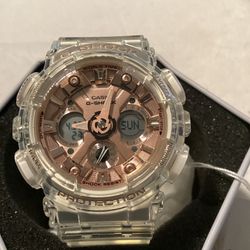 Clear And Rose Gold G Shock Watch