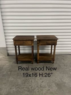 Antique look real wood nightstands set of two