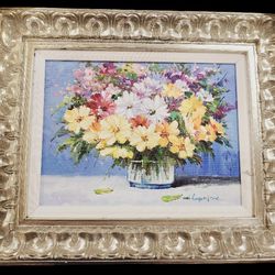 Original Florals Oil Painting With Frame