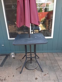 Outdoor table without umbrella