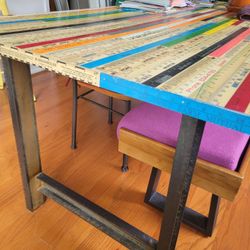 Ruler Table With Bench And 4 Chairs 