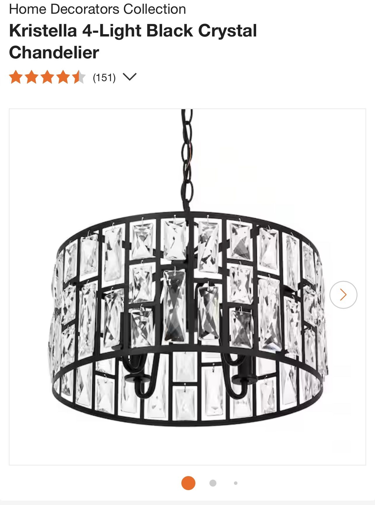 Home Decorators Collection Kristella 4-Light Black Crystal Chandelier - Main Image