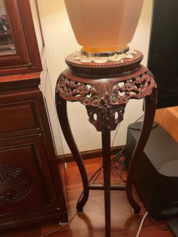 Chinese Carved Rosewood Pedestal Plant Stand