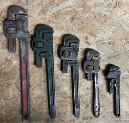 5 Vintage adjustable pipe wrenches Rare collectible