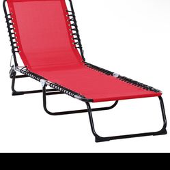 New in box Folding Chaise Lounge Pool Chair Set of 2, Patio Sun Tanning Chair, Outdoor Lounge Chair w/Reclining Back, Pillow, Breathable Mesh & Bungee