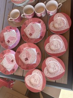 Pink Heart Dishware Set
