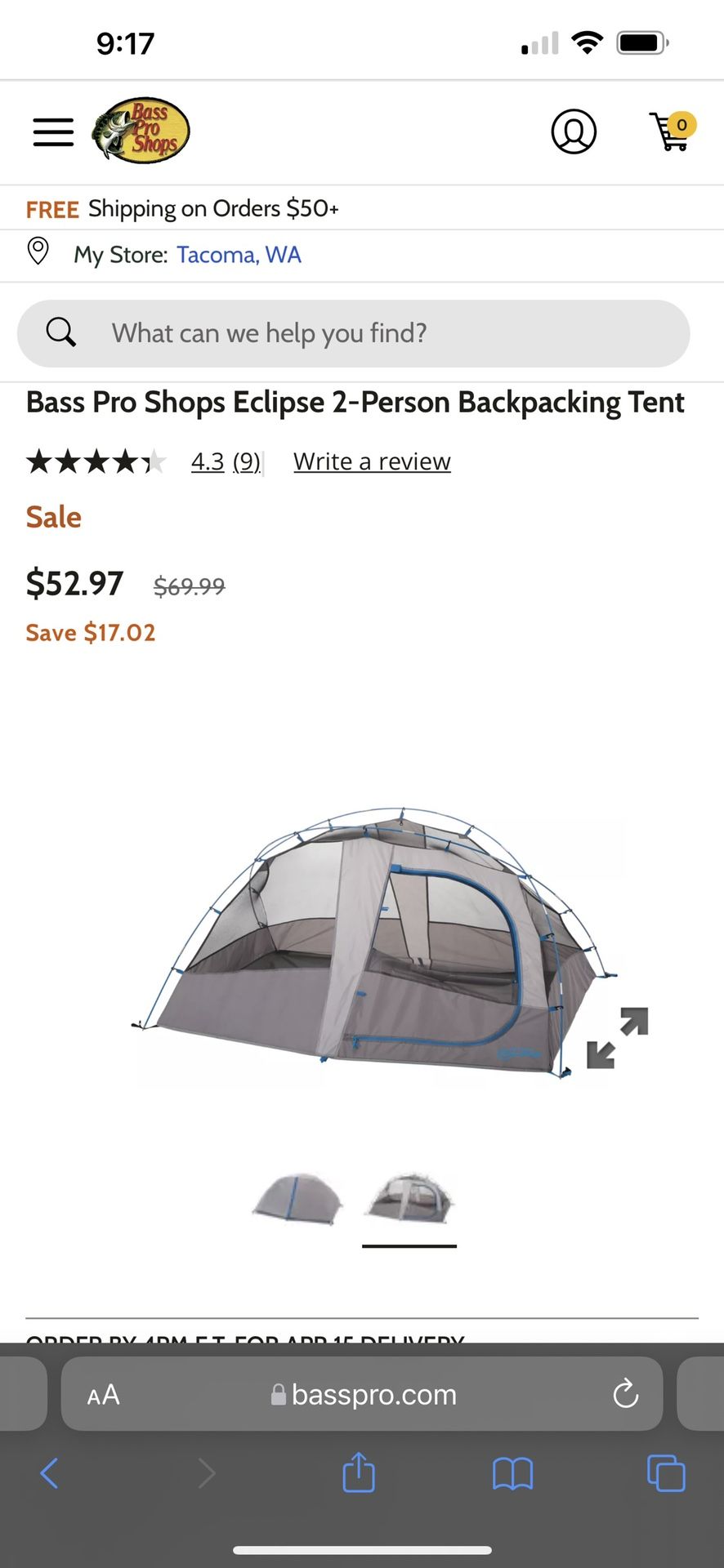 Bass Pro 2 Person Tent