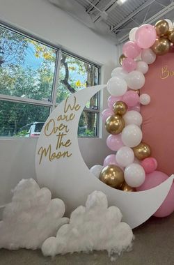 Over the Moon Baby Shower 5FT standing moon