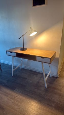 Desk and lamp