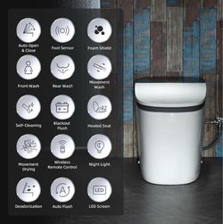 WOODBRIDGE Smart Toilet with 1000g MaP Flush Score & Foam Shield (B0930S) Auto Open/Close, ADA Comfort Height, Auto Dual Flush, Moving Air Dryer, Foot