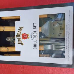 Jim Beam 5 Piece Bbq And Grilling Tool Set!! Model JB0198 New..