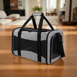 Carriers Soft-Sided Pet Carrier Case for Small Medium Cats Dogs Puppy Under 15 lbs,Airline Approved Cat Carrier with 4 Ventilated Windows (Medium,Grey