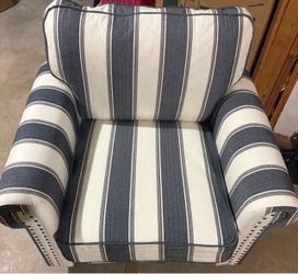 DREAMSIDEA Striped Upholstered Accent Chair with Nailhead Trim