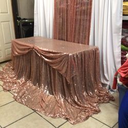Sequin Rose gold Tablecloth Set