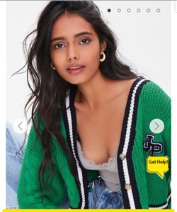 New Forever 21 Cropped Varsity Cotton Cardigan Size Large