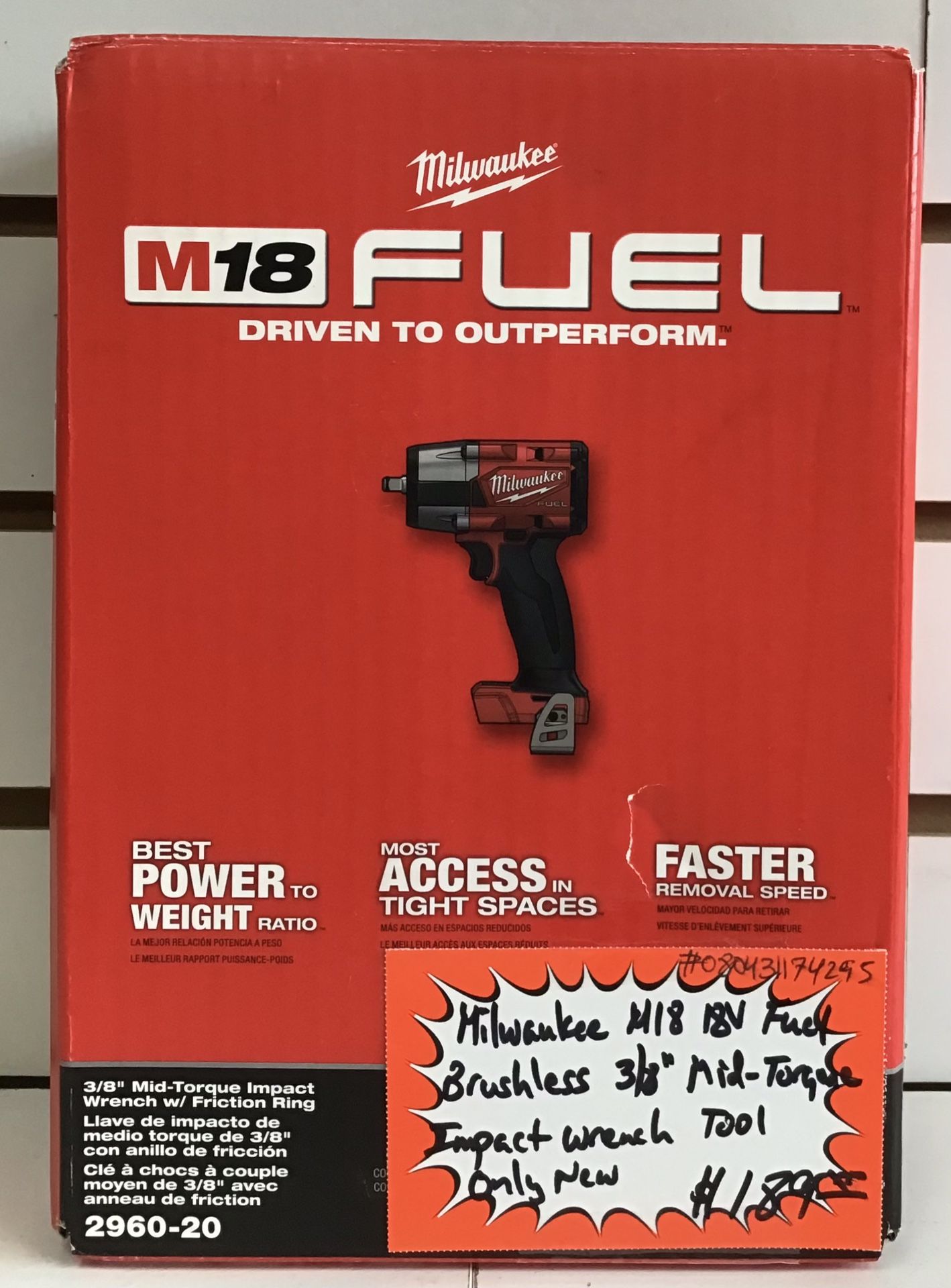 Milwaukee M18 18V Fuel Brushless 3/8” Mid-Torque Impact Wrench Tool Only New