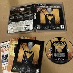 Metro Last Light Limited Edition (Sony PS3, 2013) CIB Complete w/Manual Tested