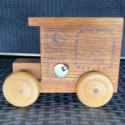 1991 USPS Wood Mail Truck Coin Bank and Music Box 