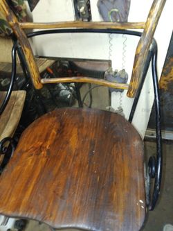 2 asymmetrical wooden bar stools