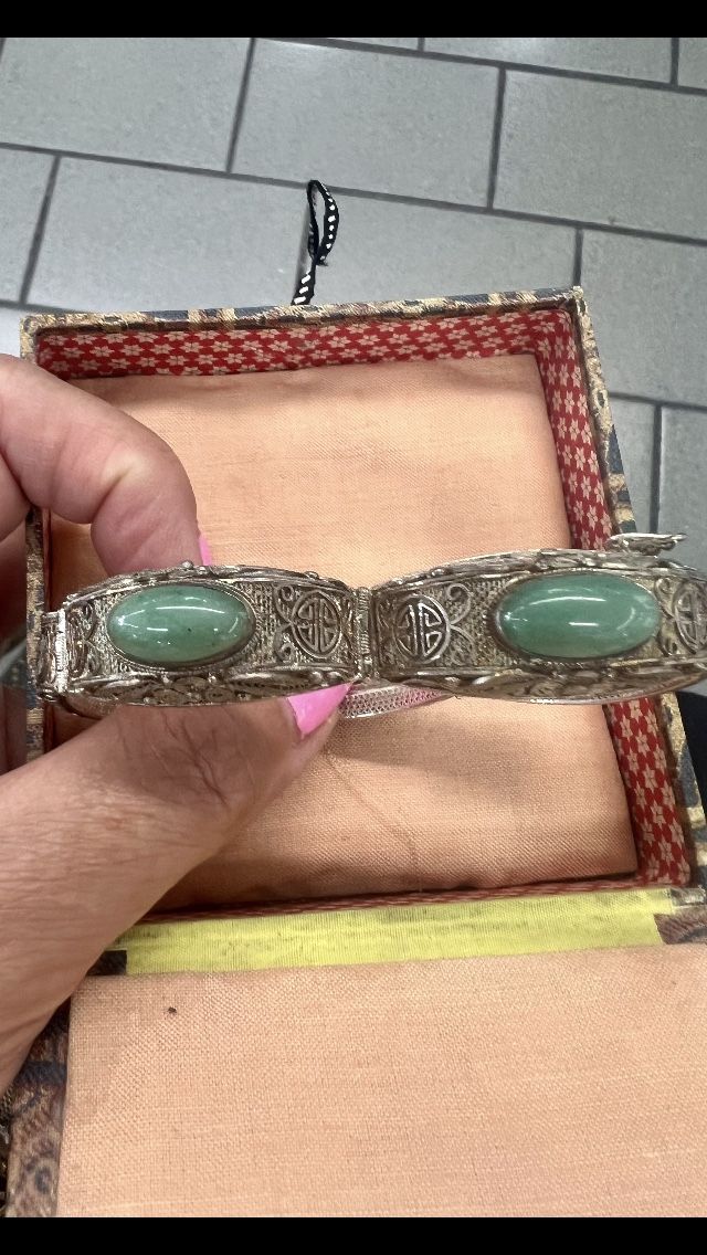 Vintage Chinese Silver / Jades Bracelet