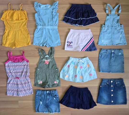 12-Piece, Size 6/6x Girls, Rompers, Skirts, Skorts, & Overalls Bundle