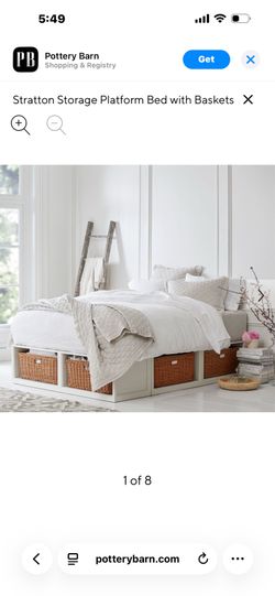 Pottery Barn Platform Queen Bed with Baskets