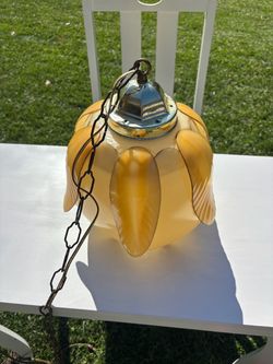 Vintage Amber Glass Swag Pendant Light
