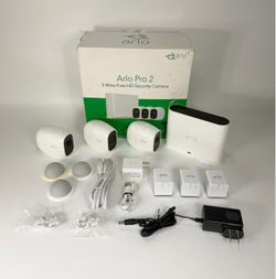 Arlo Pro 2 Wireless Home Security Camera 3 Wire-Free Camera with Base Kit White