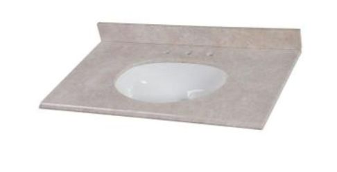 Home Decorators Collection   37 in. x 22 in. Stone Effects Vanity Top in Oasis with White Basin